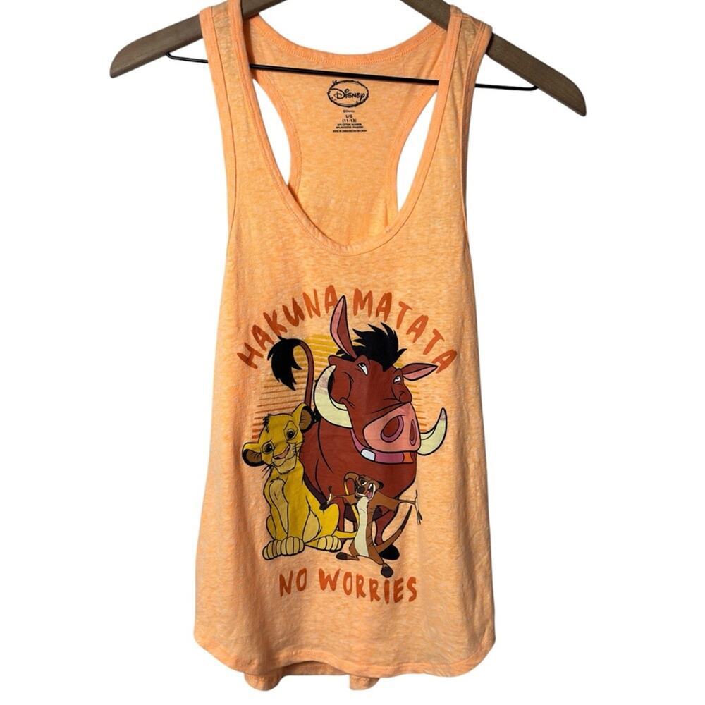 DISNEY LION KING HAKUNA MATATA NO WORRIES ORANGE TANK TOP SIZE LARGE JUNIORS